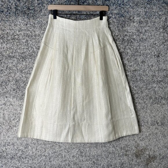 Marni Skirt Womens Medium Ivory Textured A-Line Made In Italy High Waist Pockets - Picture 1 of 9